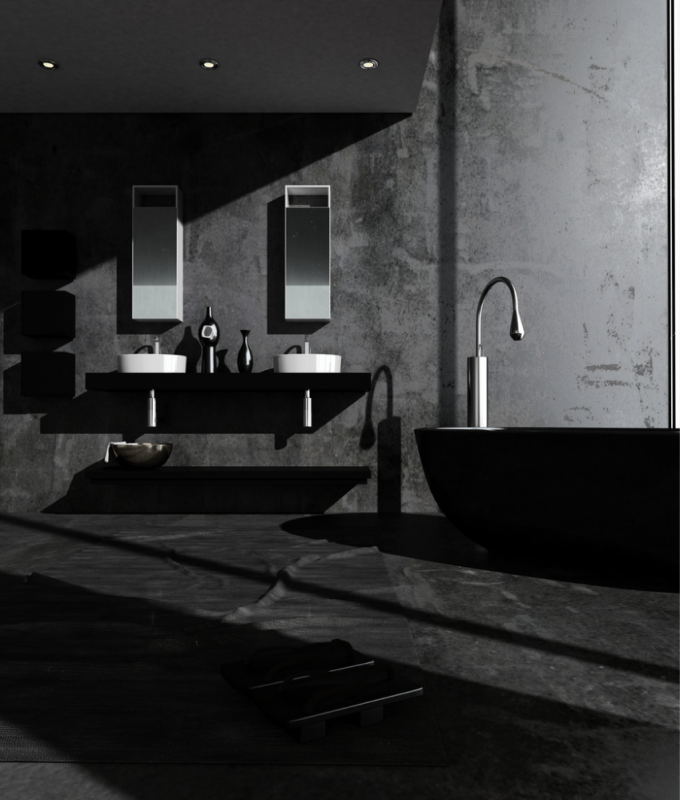Picture in Black and White of a luxury bathroom